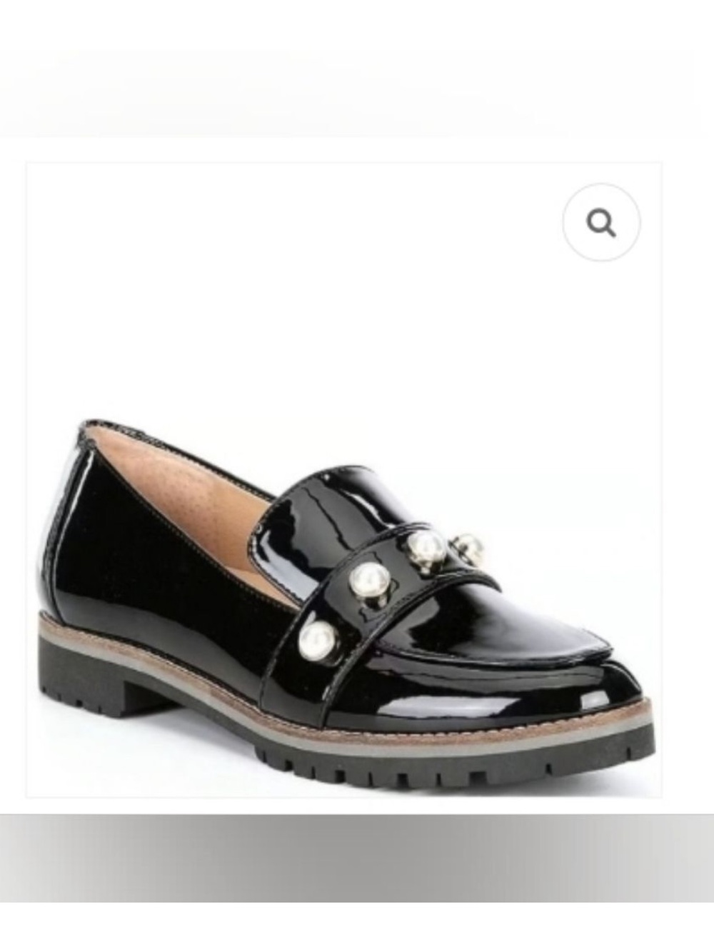Alex Marie Black Patent Loafers with Pearl Trim - 7